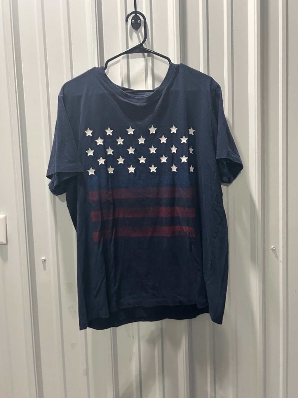 American flag shirt.